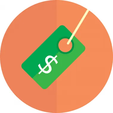 A ilustração apresenta uma etiqueta de preço com um cifrão.